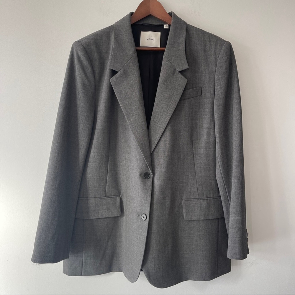 Aritzia Wilfred Francis Oversized Wool Blazer Grey Size L - Picture 2 of 12
